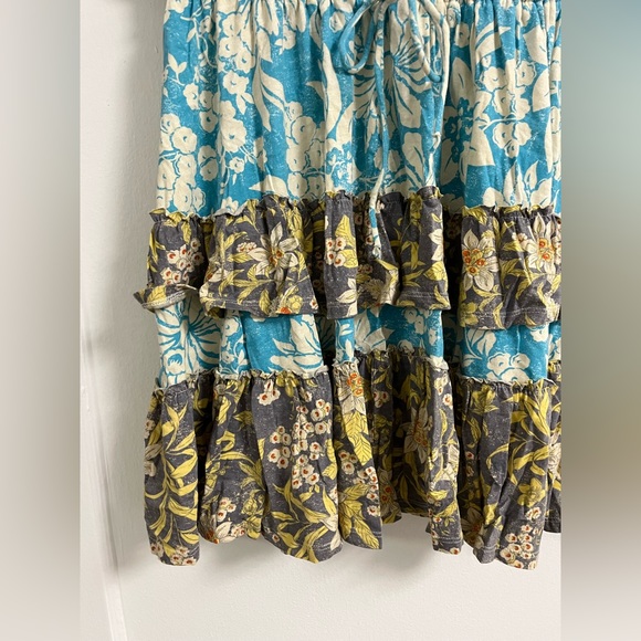 Anthropologie Daily Practice Tiered Ruffle Floral Knit mini dress - size xsmall - Picture 4 of 12